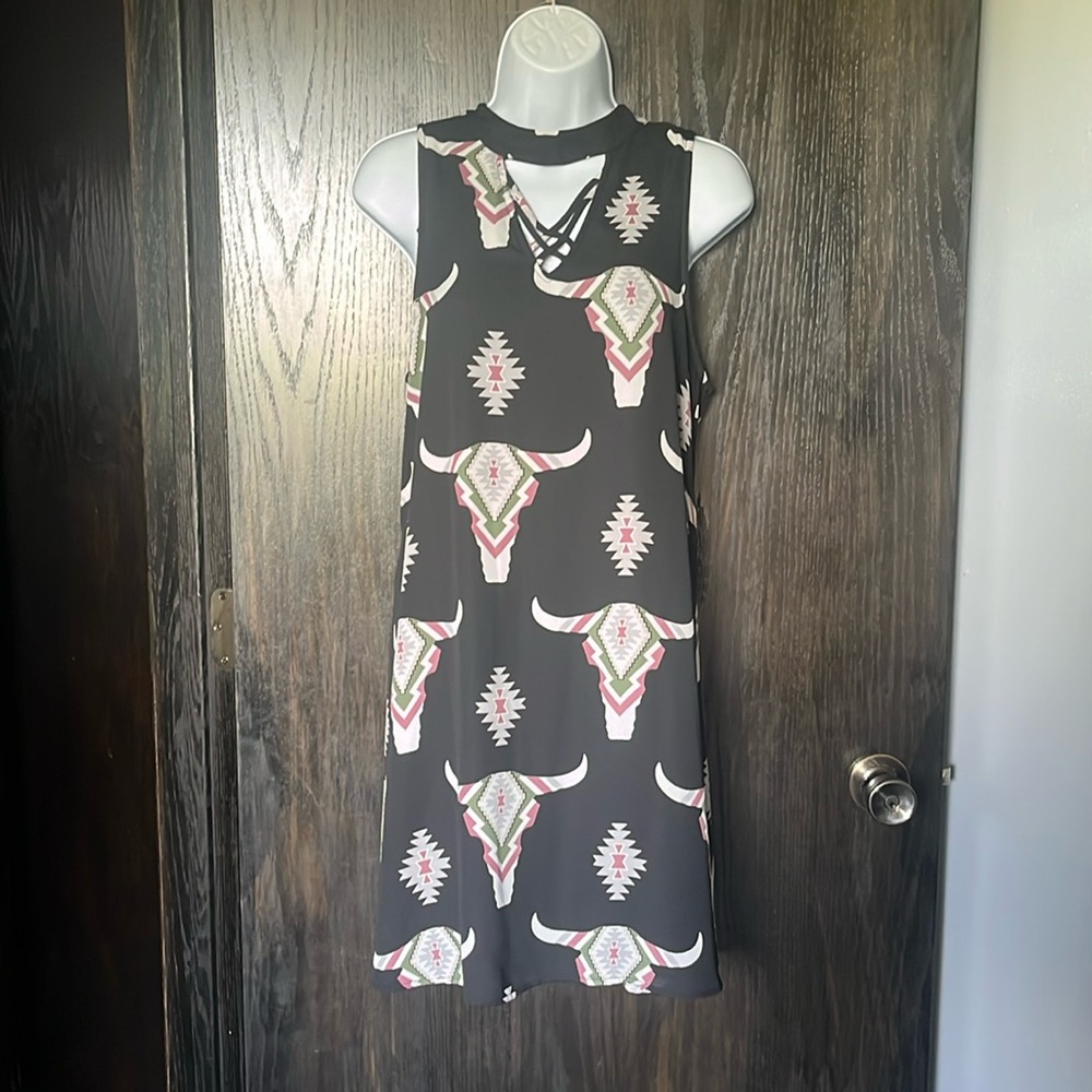 Southwestern style print black dress, L by BerryNCream